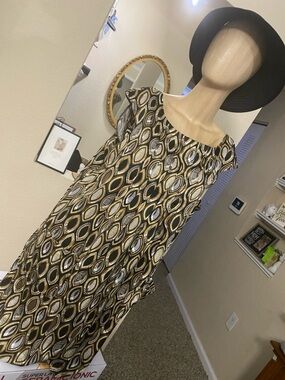 mark. Black, Gold & White Geometric Shift Dress